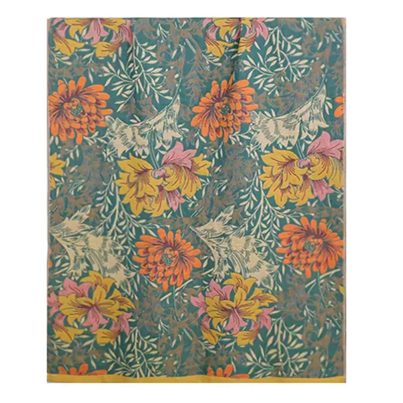 serviette bain coton fleur motif floral séchage rapide absorption eau oriental traditionnel vert beige