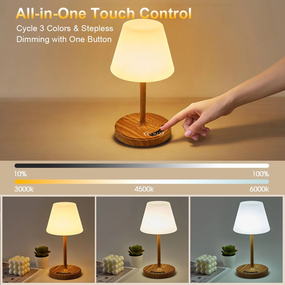 lampe table veilleuse led rechargeable blanc bois moderne abatjour plissé minimaliste base plate câble