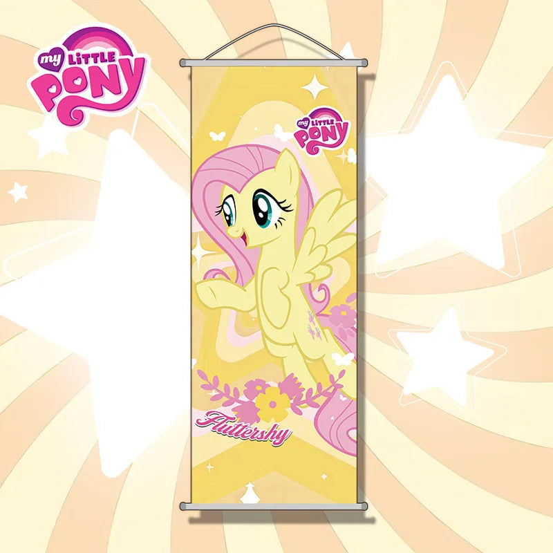 affiche bannière my little pony personnages floral violet blanc bleu rose chambre enfant decoration
