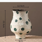 vase moderne peinture abstraite blanc bleu vert jaune artisanal fleur table decoration piece