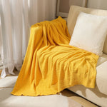 couverture acrylique douce hiver portable voyage maison solide orange beige jaune gris rose