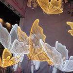 lampe sol moderne feuilles stylisées blanc doré translucide mariage anniversaire noël baptême