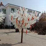 arbre artificiel blanc fleurs tronc brun moderne décoration extérieure mariage photo accueil