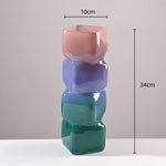 vase verre géométrique moderne rose bleu vert marron beige ombre douce
