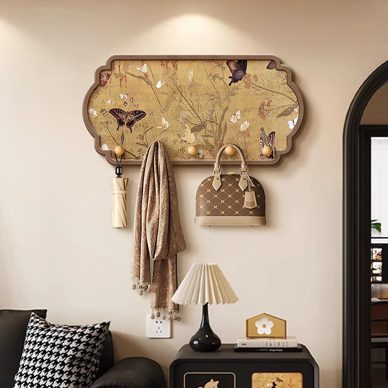 Porte-manteau mural blanc vintage pour entrée