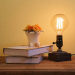 Lampe de chevet rétro en bois avec ampoule Edison - Ambiance chaleureuse