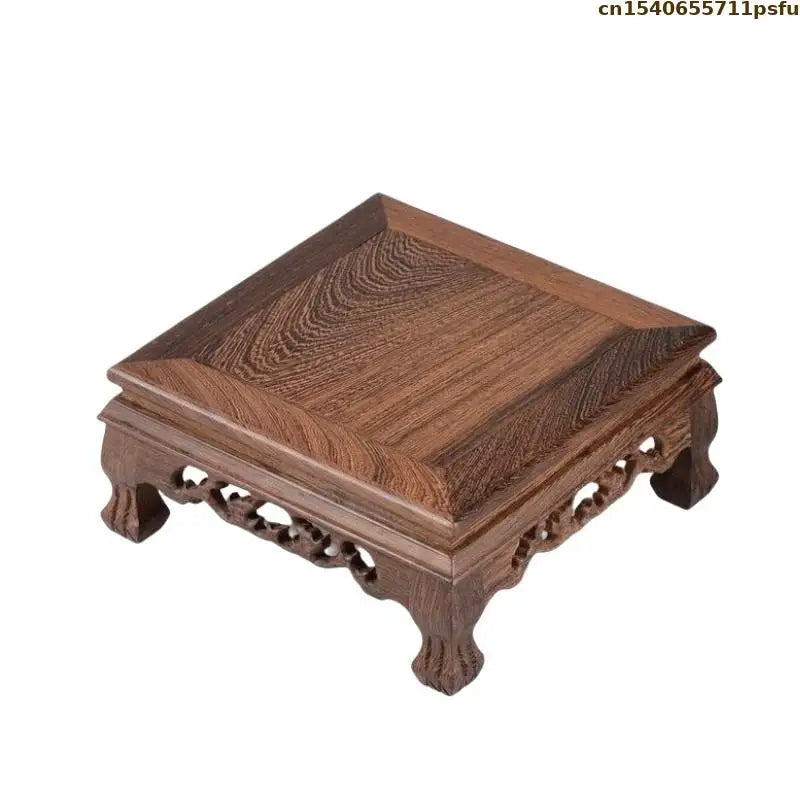 support bonsaï bois rose texture naturelle classique plateau carré fleurs décoration intérieure