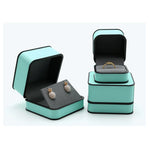 boîtes bijoux cuir beige turquoise intérieur noir moderne emballage présentation anneaux haute qualité