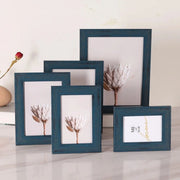 cadre photo bleu foncé imitation bois vieilli rustique decoratif photo fleurs inscription posable