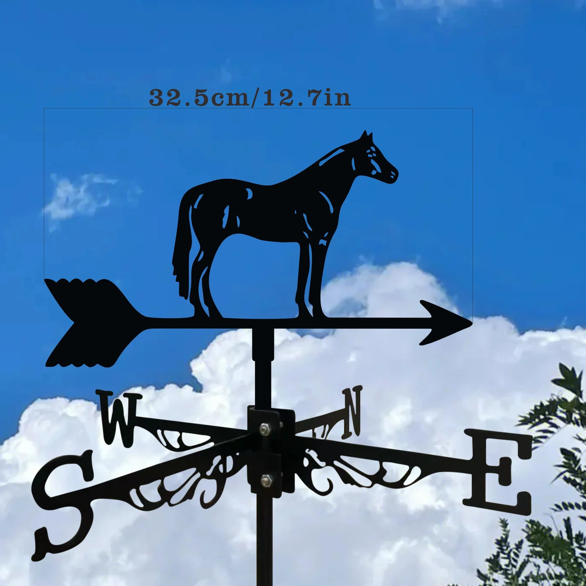 vane métallique noire silhouettes animaux ornements floraux artisanal extérieur jardin ventilation direction.wind