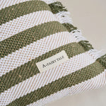 housse coussin carré rayé moderne vert olive blanc polyester 45x45cm décoration intérieure voiture