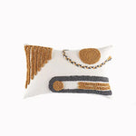 taies d'oreiller géométriques brodées modernes coton polyester blanc orange gris respectueux environnement opaques maison