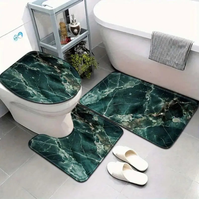 tapis bain ensemble moderne marbre doré blanc violet gris antidérapants salon