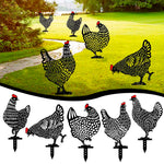 ornement jardin sculpture poule noire points blancs artisanal piquet métallique extérieur décoration