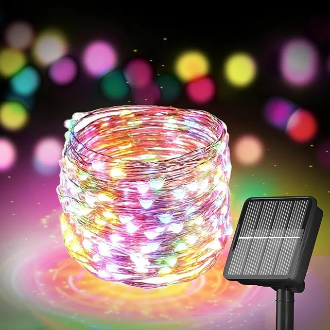 guirlande solaire cuivre moderne multicolore extérieure autoinstallation vacances dorée lumineuse jardin