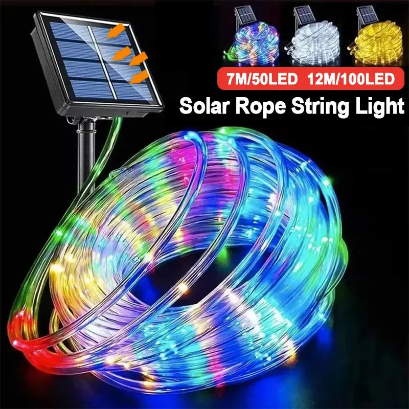 guirlande lumineuse solaire led multicolore moderne 7m 50leds 12m 100ledsextérieur festive decoration noel