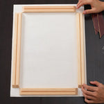 cadre photo bois rustique kit diy tableau beige triangles rouges