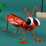 figurine insecte sauterelle verte bleu résine brillante artisanale moderne extérieur décoration jardin