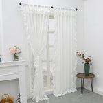 rideau blanc volants classique chambre salon decoration maison polyester 140x260cm