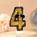 bougies forme chiffres paillettes dorées or noir festives anniversaires tringles