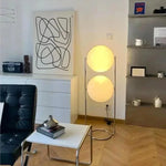lampe sol moderne blanc sphères translucides intérieur salon chambre pied fixe métal