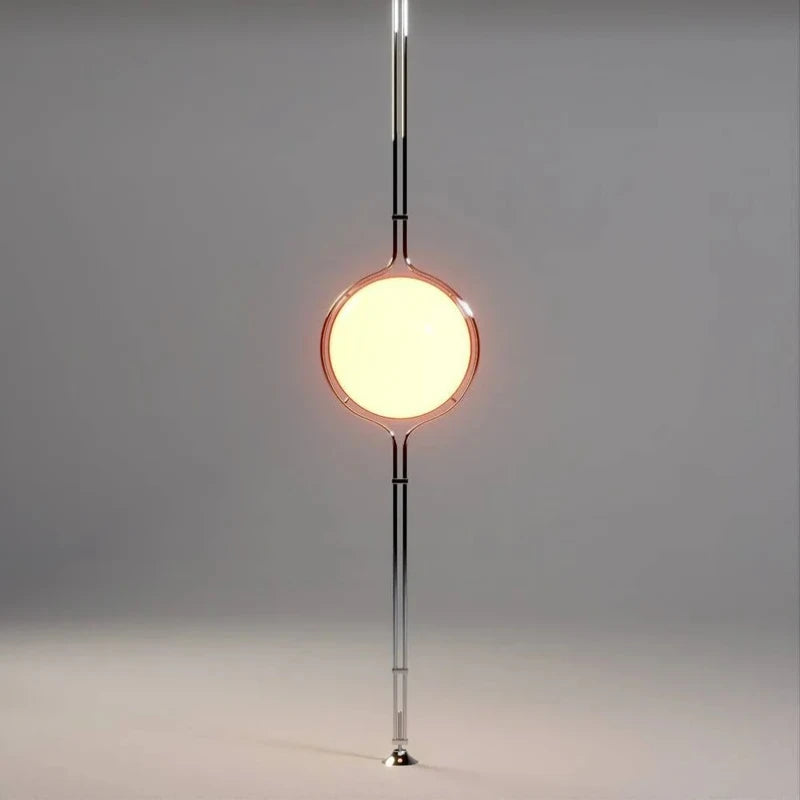 lampe sol moderne minimaliste blanc chrome boule acrylique translucent DEL interruptron haut bas vde