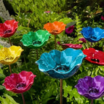 bassin oiseaux fleurs stylisées vert rouge bleu moderne extérieur jardin tringle métallique résistant uv