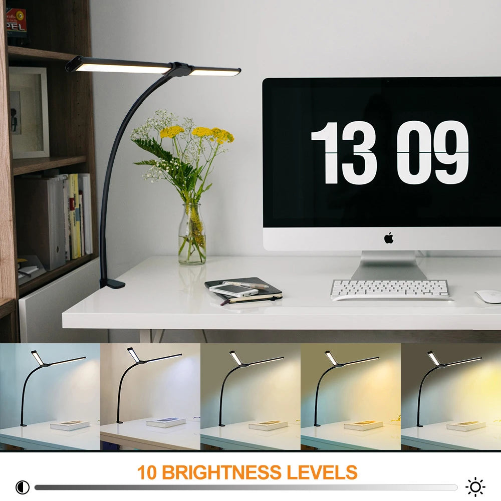 lampe led noir moderne flexible bras ajustable clip facile contrôle tactile