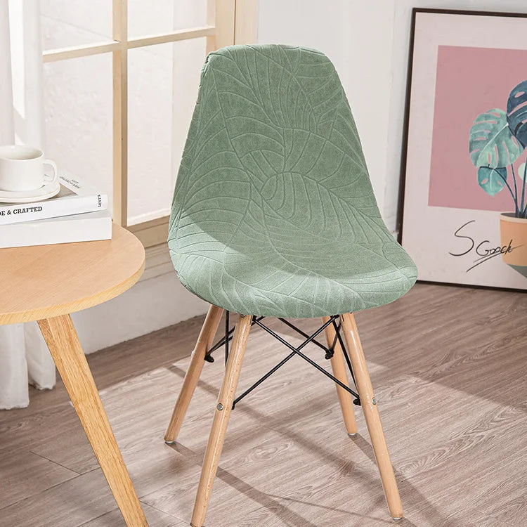 housse chaise moderne feuilles vert élastique antidérapante coussin polyester durable chambre restaurant mariage banquet