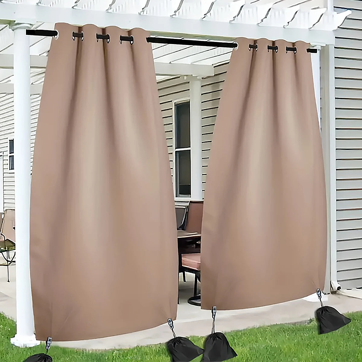 accessoires rideau extérieur anneau plastique noir sac tissu clip pince serrage patio