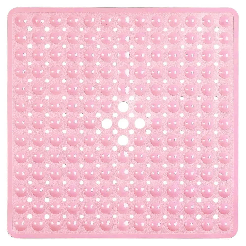 tapis bain antidérapant pvc bleu blanc noir perforé moderne adhésif 53x53cm