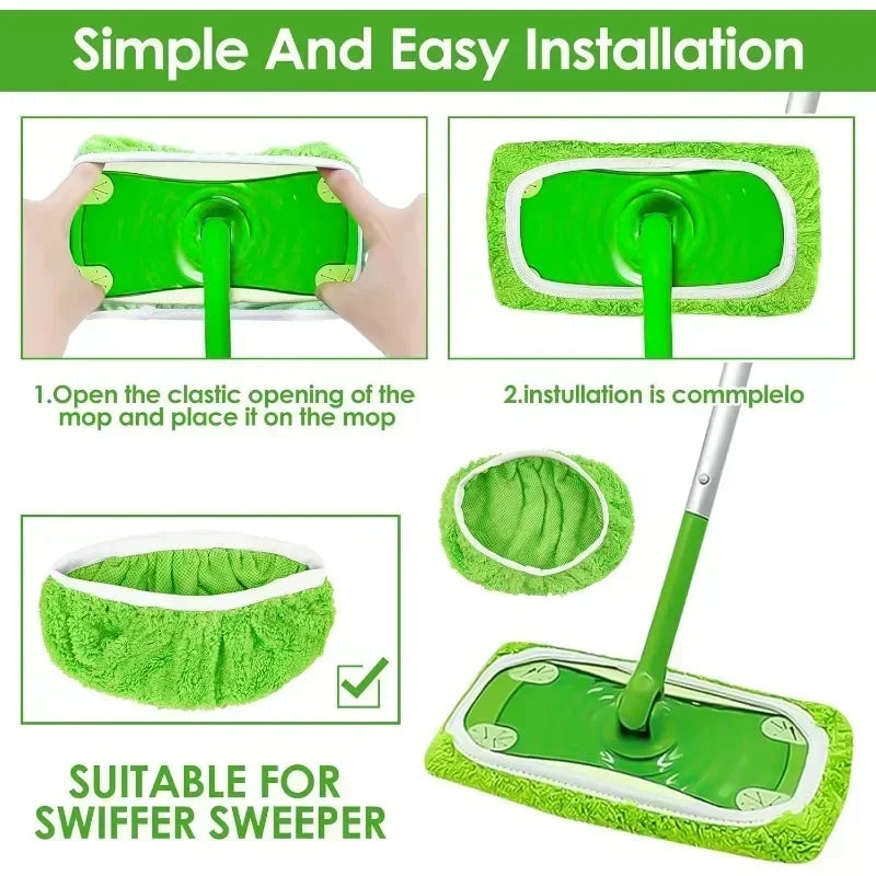 tampon microfibre vert doux absorbant clip pratique nettoyage sol meubles humidification écologique rechargeable