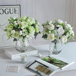bouquets fleurs artificielles pivoine roses hortensias vases décor maison anniversaire mariage