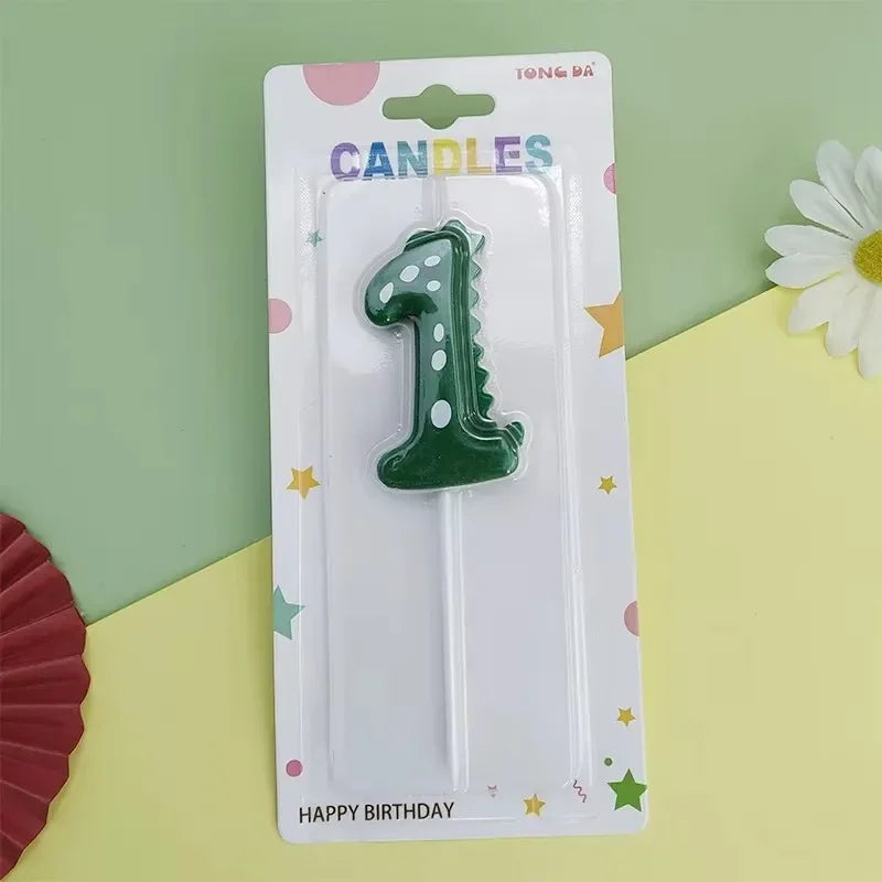 bougies chiffres vert dents crocodile sans flamme anniversaire décoration tringle numéros