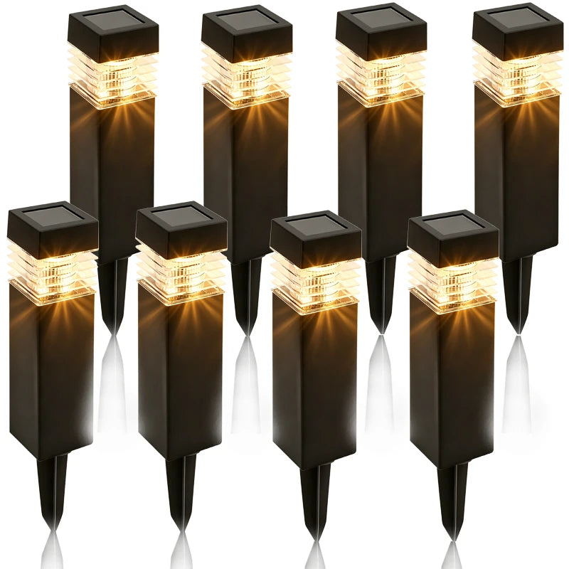 lampes solaires extérieures led modernes noires ip65 allée jardin étanches 249lm 2000lm