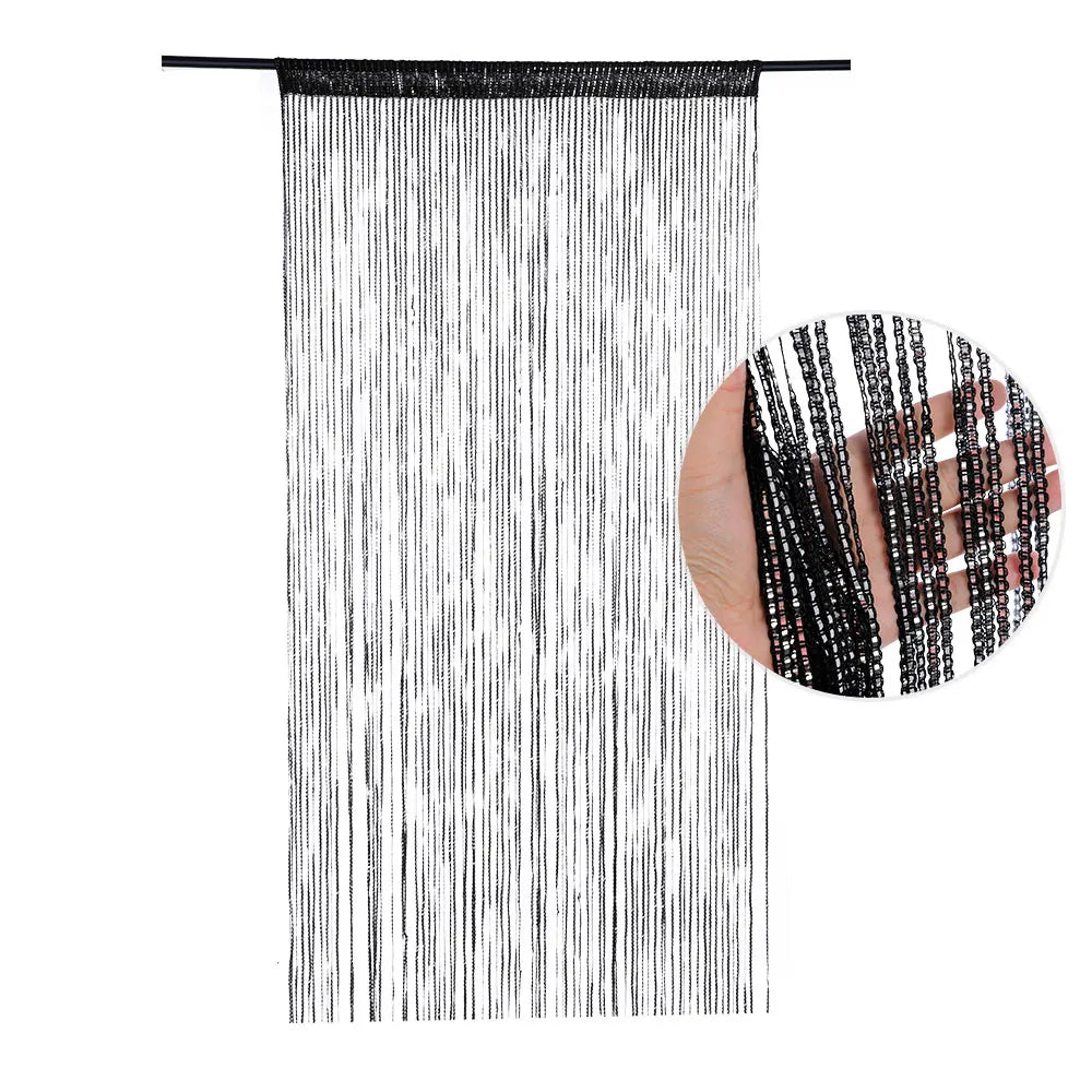 rideau frange brillante polyester moderne festif argenté bleu orange blanc noir barre suspension chambre
