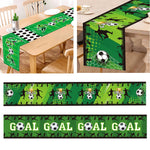 champ football table décor anniversaire enfant motif joueur ballon doré(hexagones) vert noir blanc