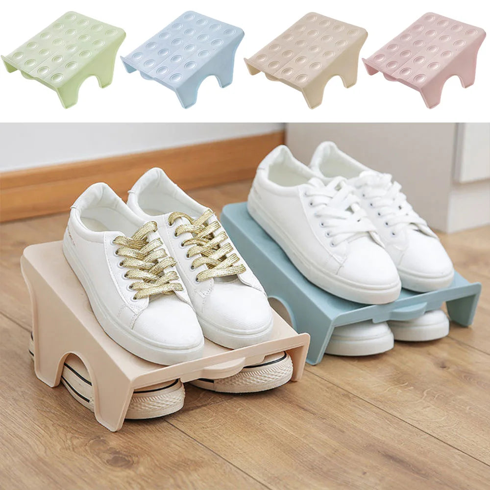 support chaussures moderne réutilisable couleur beige bleu clair rose pastel rondelles embossées opacité pratique