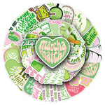stickers graphiques moderne vert rose blanc adhésifs pack 50 pièces différents motifs floral