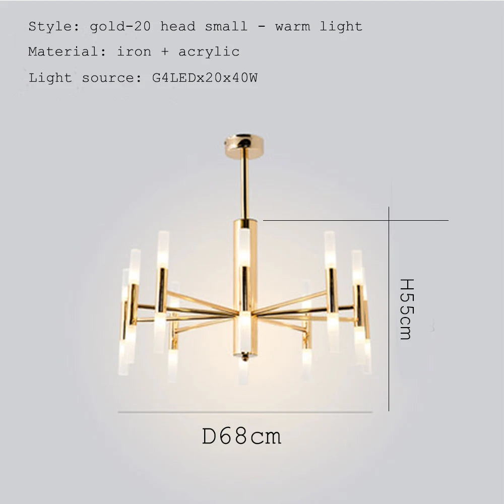 lampe suspendue moderne noir doré tubes transparents structure métallique scandinave led