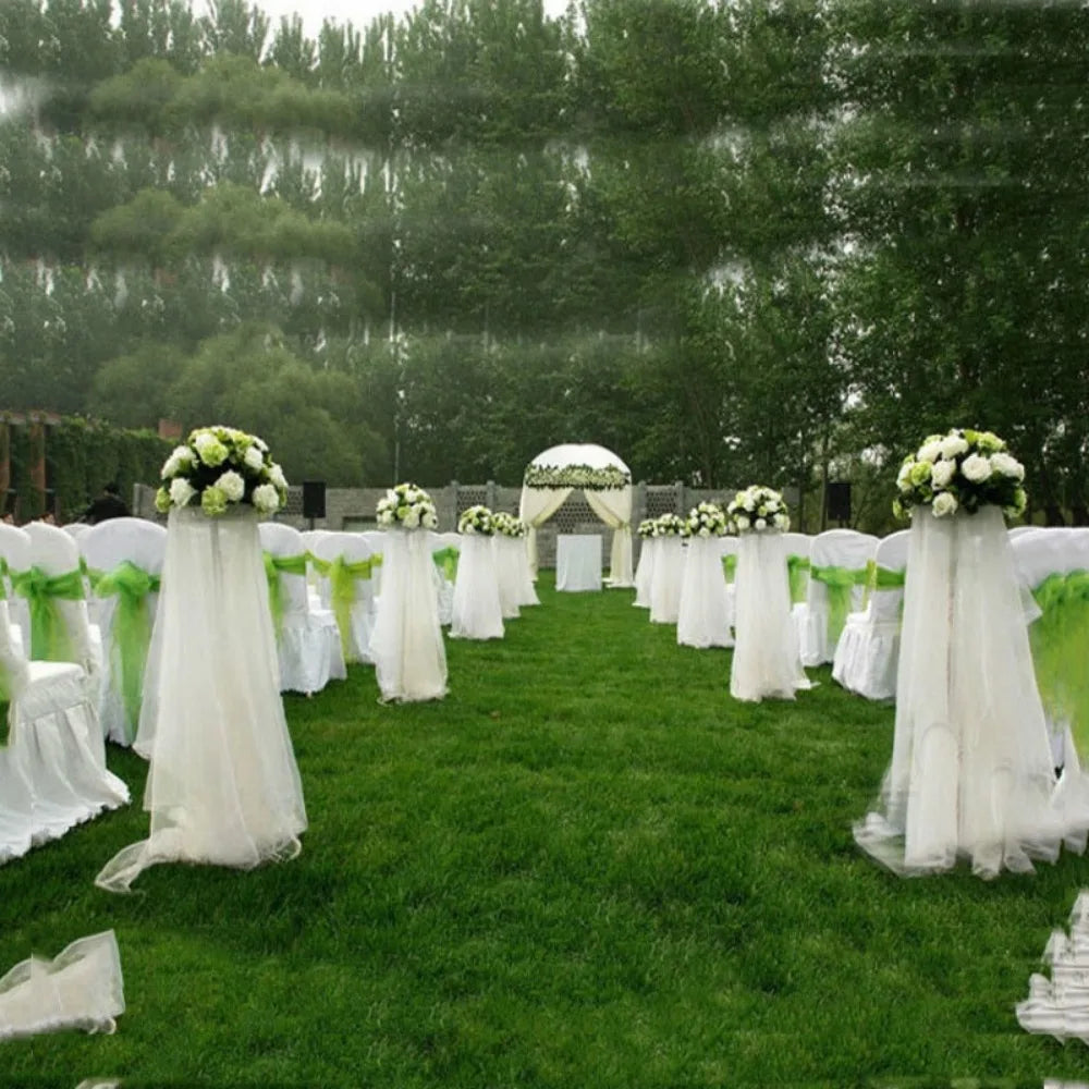 tissu transparent organza mariage anniversaire fête décoration chaises arrière plan rideau nappe