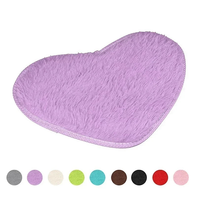 tapis forme cœur doux violet moderne 30x40cm antidérapant bain salon