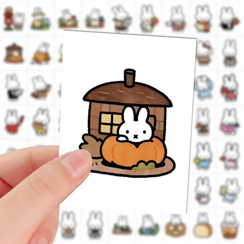 sticker autocollant dessin animé simple mignon lapin fruit légume maison accessoire pack 72pcs opacité