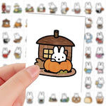 sticker autocollant dessin animé simple mignon lapin fruit légume maison accessoire pack 72pcs opacité