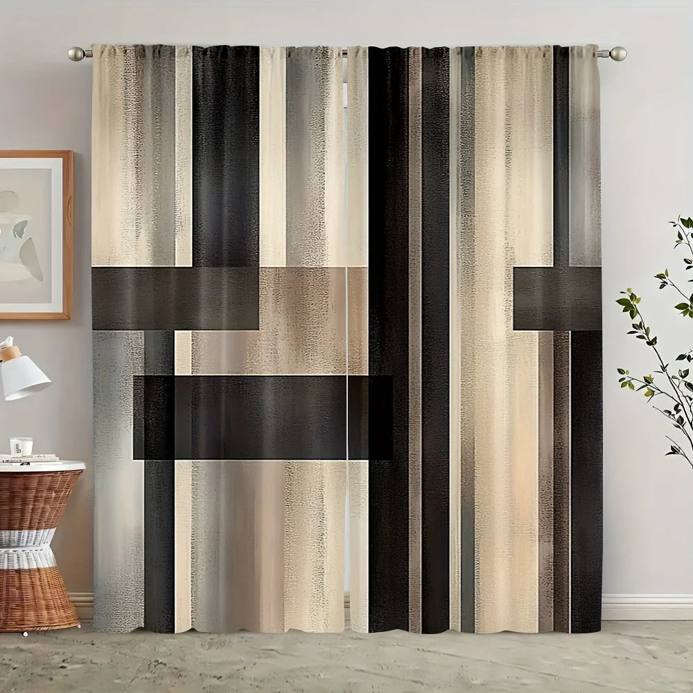 rideau tubulaire moderne pièces polyester opaque motif géométrique gris fenêtre chambre bureauhôtel