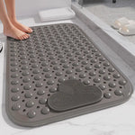 tapis bain rose clair gris bleu coeurs points adhésif moderne pvc salle bain douche