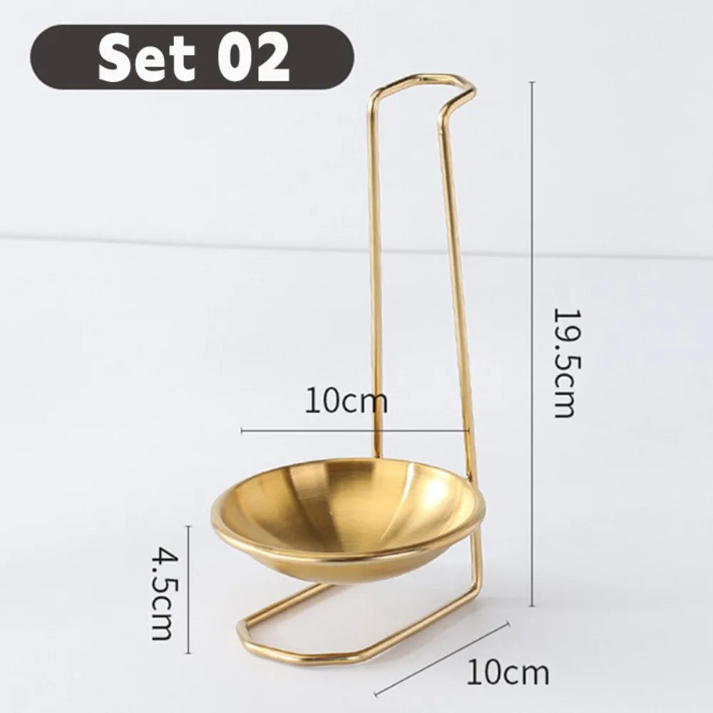 support cuillères bols argent or moderne fixation clips cuisine accessoires rangement vertical minimaliste