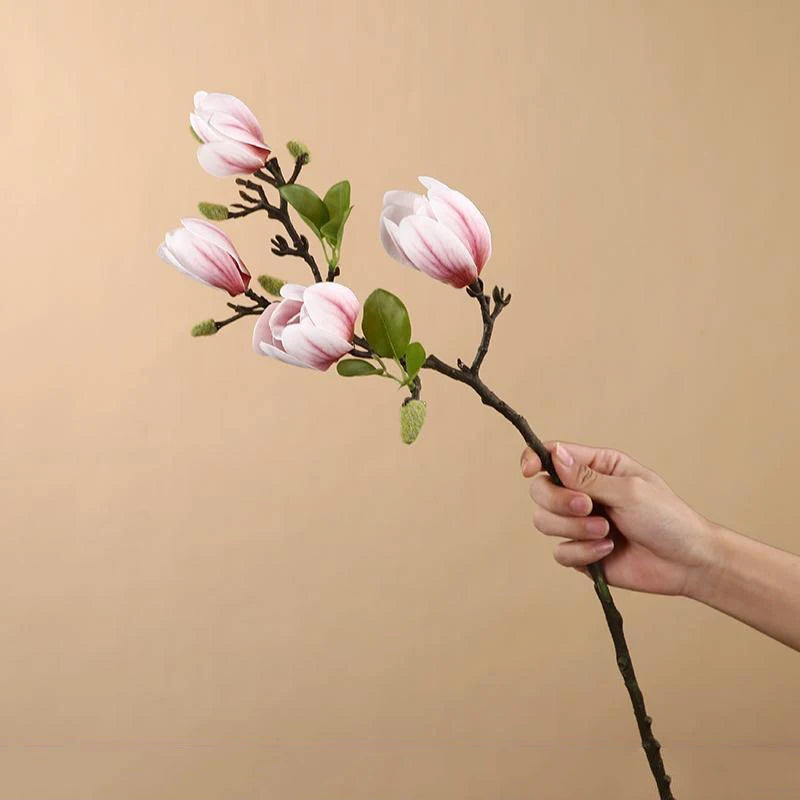 décoration intérieure bouquet magnolia artificiel violet rose blanc vert mariage anniversaire féte