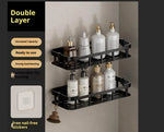 étagère salle bain adhésive noire moderne support rangement triangle porte savon panier douche étanche