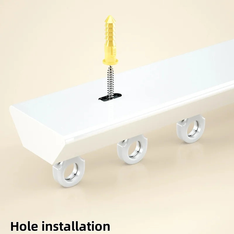 rideau support moderne blanc rondelles noires invisible guide double simple aluminium alloy